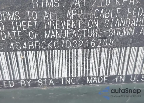 2013 Subaru Outback 2.5I Limited from USA, damaged, VIN 4S4BRCKC7D3216208